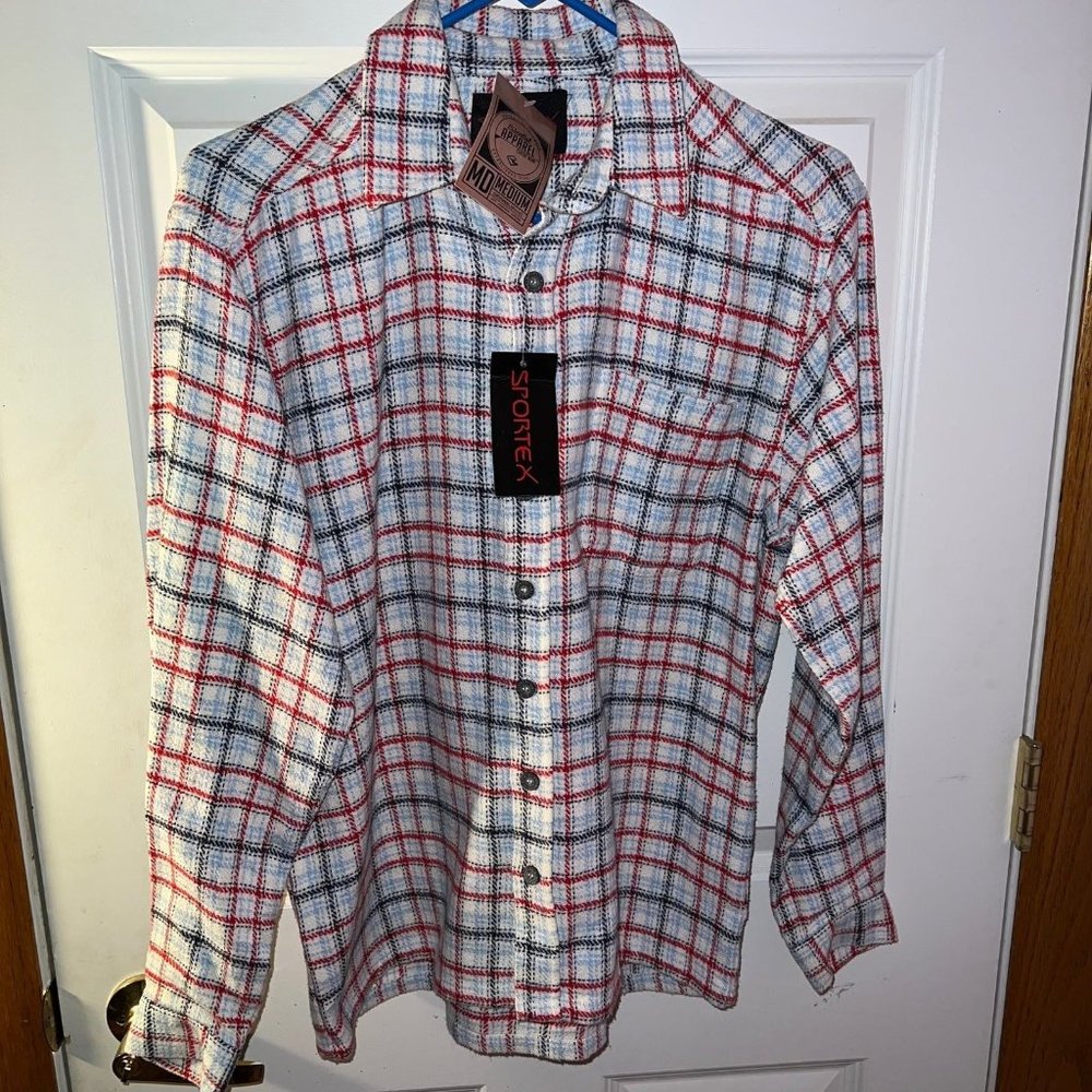 NWT Sportex Flannel Button Up Plaid Medium